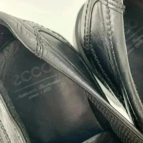 Ecco mens oxfords size 44 black leather lace up square toe - Picture 11 of 12